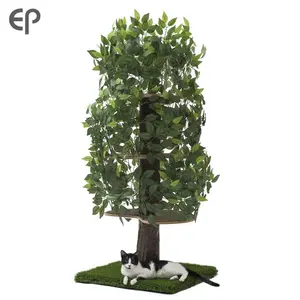 Árbol de alta calidad con diseño moderno para gatos, torre de alta calidad con ramas reales para mascotas, árbol con hojas