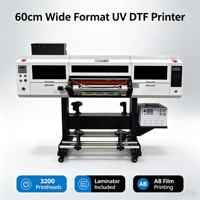 Impresora UV DTF de 60 cm con 3 cabezales de impresión I3200 para etiquetas de cristal de película AB e impresión en rollo