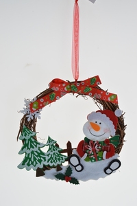 Christmas decoration Wicker wreath festive decorations with Santa Claus/Reindeer/bear decoration - Product Image 2