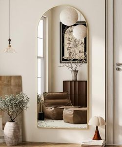 Miroir de décoration simple et moderne pour salon 64 x 21 pouces, miroir de pleine longueur cintré, autoportant, à poser ou à suspendre - Product Image 6