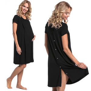 Mode 3 en 1 robe d'allaitement <span class=keywords><strong>grossesse</strong></span> dame à manches courtes impression vêtements robe hôpital chemise de nuit - Product Image 5