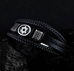 Bracelet en cuir en acier inoxydable pour <span class=keywords><strong>homme</strong></span> - Product Image 3