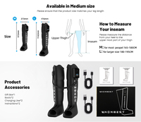 Système de bottes de massage à compression d'air sans fil à 4 chambres pour la récupération, conception rechargeable, plage de pression 30-240 mmHg
