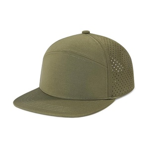 Blank 6 Panel Waterproof <b>Flat</b> Brim Gorras Baseball Breathable Adjustable Performance Snapback Hat Laser Perforated <b>Cap</b> for <b>Men</b> - Product Image 2