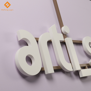 Lettres 3D blanches personnalisées en métal massif avec cadre, logo suspendu au plafond pour panneau de réception de bureau, panneau de <span class=keywords><strong>studio</strong></span> d'art - Product Image 4