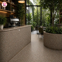 Dalle de terrazzo préfabriquée en copeaux mélangés brun terreux, pierre de terrazzo à agrégats naturels, pour comptoir de café, sol de restaurant et revêtement de jardinière