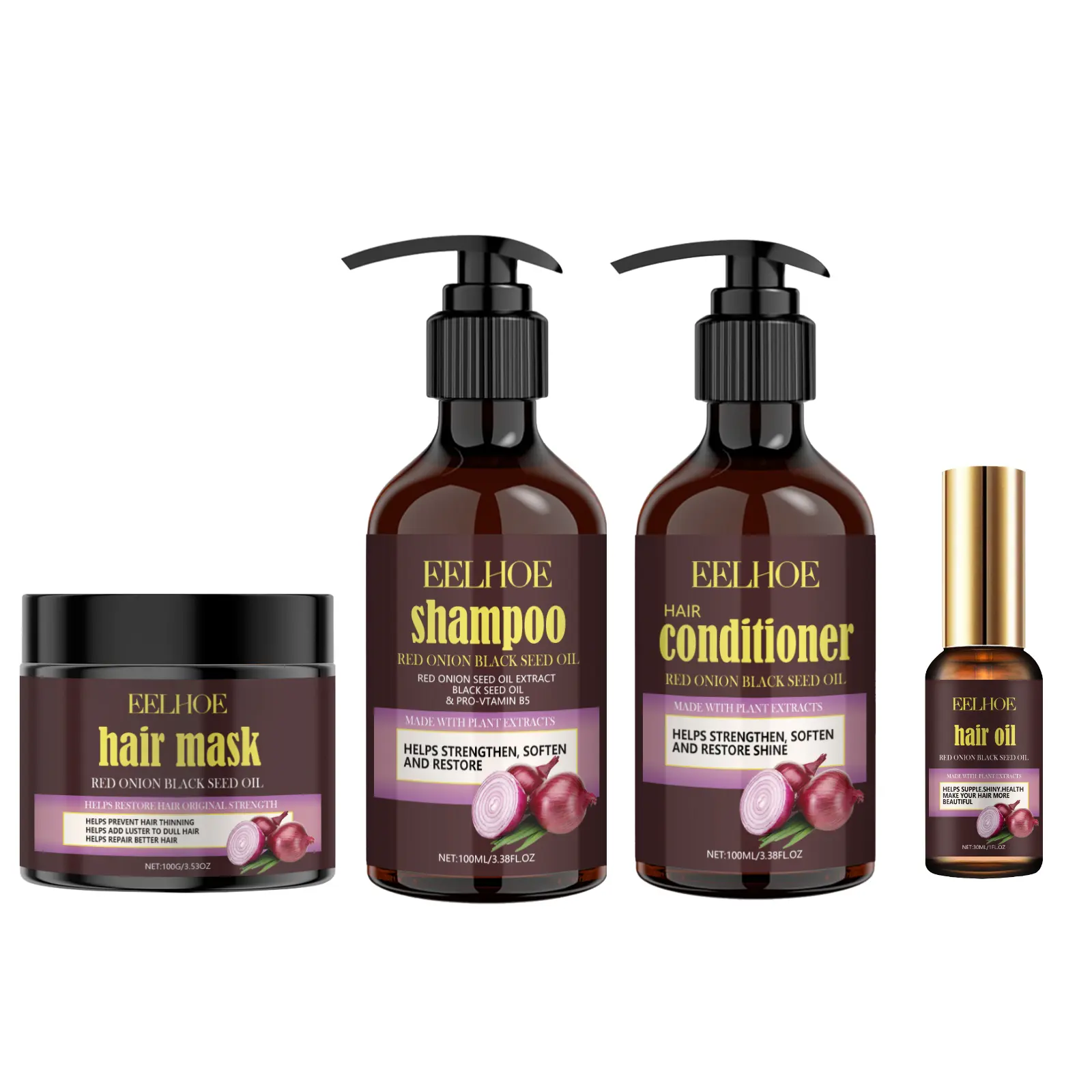 Natural Red Onion Jojoba Oil Hair Treatment Hair Set Collagen Women Shampoo And Conditioner With Plant Oil For Dry Damaged Hair