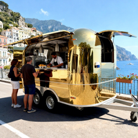Remorque alimentaire mobile en fibre de verre avec sièges, équipement de cuisine pour burgers, pizzas, hot-dogs, idéale pour la vente de nourriture en extérieur