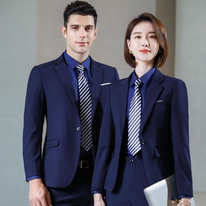 Ensemble de costumes d'affaires unisexe avec fermeture éclair perlée, mélange de coton, tenue de travail élégante, violet, pour banque, enseignant, vente en magasin 4S - Product Image 2