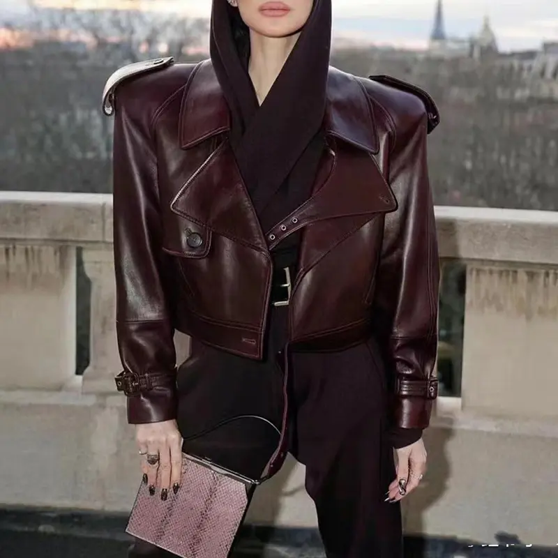 Женская кожаная куртка-бомбер из натуральной кожи