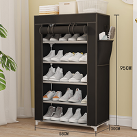 Meuble à chaussures moderne à 6 niveaux, anti-poussière, multifonctionnel, avec housse non tissée, facile à assembler, pour l'entrée