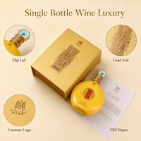 Boîte cadeau écologique pour bouteille unique avec couvercle à clapet, logo personnalisé, emballage de vin haut de gamme avec bouteille en céramique, OEM ODM