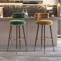 Tabouret de bar en tissu, style nordique minimaliste, luxe léger, idéal pour Instagram, personnalisable, en bois massif, esthétique haut de gamme, pour bar à domicile