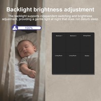 Interrupteur mural intelligent WiFi 4x4 avec écran, étiquette personnalisable en 10+ langues, norme américaine, 6/8 boutons poussoirs, compatible Tuya Smart Home et Alexa