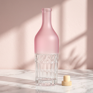 Premium Wodka Glasflasche 700ml mit Individuellem Logo, Rosa Farbverlauf-Spray, Leere Spirituosen- und Weinverpackung mit Korken - Product Image 6