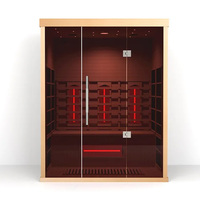 Ruang Sauna Inframerah 2 Orang Spektrum Penuh Kayu Cedar Hemlock Kanada Sauna Dalam Ruangan
