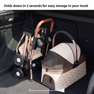 Pet Stroller Foldable Lightweight Durable 4-Wheel Oxford Fabric <strong>Dog</strong> Cat Carrier Travel <strong>Trolley</strong> - Product Image 4