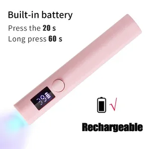 เครื่องอบเล็บ UV LED แบบพกพาขนาดเล็ก สองหัว พร้อมที่ดันหนังกำพร้า ใช้แบตเตอรี่แบบชาร์จได้ สำหรับอบเจลทำเล็บ - Product Image 4