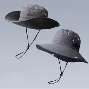 Randonnée unisexe Cowboy pêcheur chapeau Protection UV mode séchage rapide large bord Boonie casquette de pêche Fit seau chapeau avec ficelle