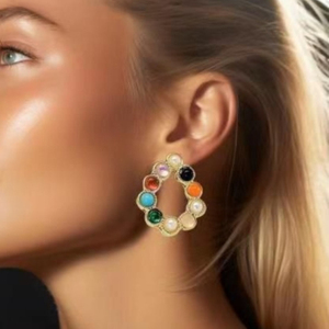 Nuovi Orecchini a Perno con Gemme Colorate, Eleganti Ornamenti Decorativi per l'Orecchio da Abbinare Quotidianamente alle Signore - Product Image 6