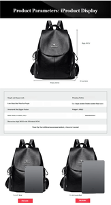 <span class=keywords><strong>Zaino</strong></span> in <span class=keywords><strong>pelle</strong></span> PU nera per <span class=keywords><strong>donna</strong></span> Borsa elegante, leggera e resistente per la scuola o il lavoro - Product Image 4