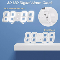 Jam Dinding Digital 3D Pabrik Asli, Cerdas dengan Sensor Cahaya, Tampilan Tanggal, Snooze, Temperatur, LED, Jam Alarm Meja