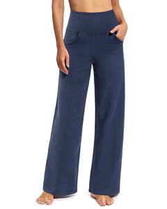 Pantalones deportivos de yoga para mujer, de pierna ancha, elásticos, holgados, con bolsillos y cinturón, ideales para ocio y actividades transfronterizas. - Product Image 3