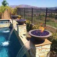 Fontaine d'eau décorative de jardin en acier avec foyer à gaz sans fumée
