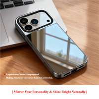 Coque de téléphone miroir électroplaquée texture métallique en PC rigide pour protection quotidienne iPhone 15 16 17 Pro Max, prise en charge des couleurs personnalisées