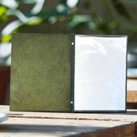 Sampul Menu Kulit Sapi A4 dengan Logo Embos, Buku Menu Kulit Asli, Folder Folio Custom untuk Hotel, Kafe, Restoran, Bar