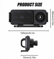 Support de téléphone de voiture rotatif automatique 2 en 1 avec charge rapide 15W, support de clip de ventilation à une touche pour iPhone et Android