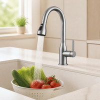 Robinet de lavabo OEM minimaliste flexible avec finition PVD gris, double commande eau chaude/froide
