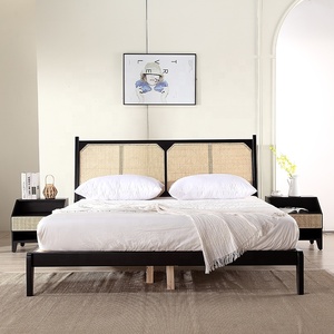 Cama doble elegante para <span class=keywords><strong>hotel</strong></span>, mueble de ratán tejido para dormitorio - Product Image 3