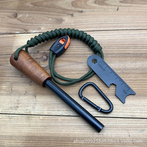 Allume-feu en bâton de magnésium avec manche en bois, accessoire de survie en plein air, étanche, pour le camping - Product Image 1