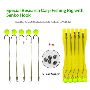 Equipo de Pesca de <span class=keywords><strong>Carpa</strong></span> Europea Anti-Enredos <span class=keywords><strong>con</strong></span> Bola Flotante Verde, Anzuelo Anti-Enredos, Atrae Peces para Carpas Grandes - Product Image 1