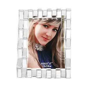 Wholesale crystal glass photo frame for home decoration ornaments upscale photo frame