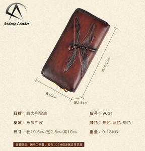 Andong Leather New Fashion Long Wallet Purse for Women Genuine Cow Leather <b>Retro</b> Clutch Bag Multi-Card Position <b>Phone</b> Bag - Product Image 3