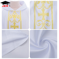 Chemise à col romain en mélange de polyester violet à manches longues Robe de prêtre pour les services religieux