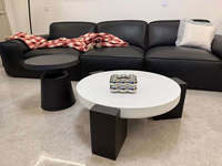 Ensemble de tables basses convertibles contemporaines à plateau en faux marbre, extensibles, mobiles, à hauteur réglable, montage facile, pour salon