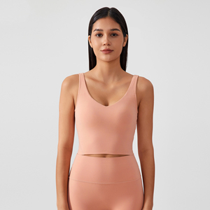 2025 Sujetador deportivo para mujer Cuello en U Gimnasio Ropa deportiva atlética Sujetador <span class=keywords><strong>de</strong></span> yoga Tops con almohadilla fija en el pecho - Product Image 5