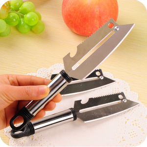 Stainless Steel Multi Functional Peeler 3 Pieces Fruit Vegetable Knife Bottle Opener Kitchen Tool - Product Image 1