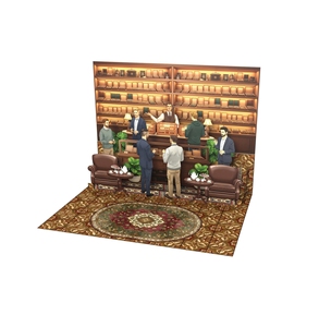 Tarjeta de felicitación 3D pop-up artesanal para conocedores de puros, con elegante sala de descanso y colección de humidores - Product Image 1
