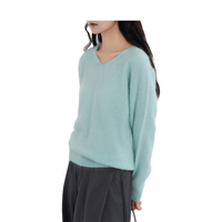Prix du fabricant 100% Cachemire Col en V Solide Pull en Tricot Super Doux pour Femmes