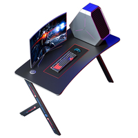 G1 Bureau de jeu ergonomique Texture carbone 40x20 Support de faisceau LED Caractéristiques Hauteur réglable-Matériau de surface en MDF pour bureau à domicile