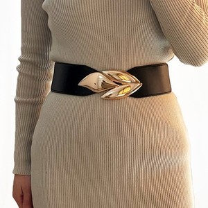 Nouvelle <span class=keywords><strong>ceinture</strong></span> <span class=keywords><strong>élastique</strong></span> large pour femme, vente directe usine, nouveau design, <span class=keywords><strong>boucle</strong></span> en alliage, <span class=keywords><strong>ceinture</strong></span> de robe tendance, assortiment quotidien, fourniture OEM ODM - Product Image 1