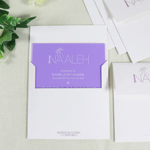 Invitación Acrílica <span class=keywords><strong>de</strong></span> Color Morado con Impresión Personalizada para <span class=keywords><strong>la</strong></span> Ceremonia <span class=keywords><strong>de</strong></span> Apertura <span class=keywords><strong>de</strong></span> una Tienda - Product Image 5