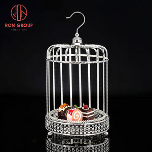 Elegance parti doğum günü tatlı masa tepsi kuş kafesi gıda ekran standı gümüş ve altın kafesi kek standı ikindi çayı için - Product Image 2