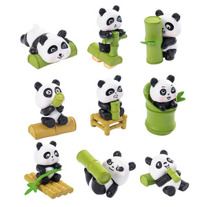 Ensemble d'ornements de jardin miniatures en forme de Panda mignon, pour décoration intérieure et extérieure, 9 pièces, figurines d'animaux peintes moulées par injection - Product Image 1