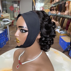 Perruques bandeau prêtes à porter, noires naturelles, bouclées et volumineuses, en cheveux humains originaux SDD - Product Image 1