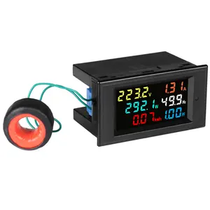 Monitor de CA 6 en 1, medidor de frecuencia de energía eléctrica, 110V, 220V, 380V, 100A, Factor de corriente de voltaje activo KWH